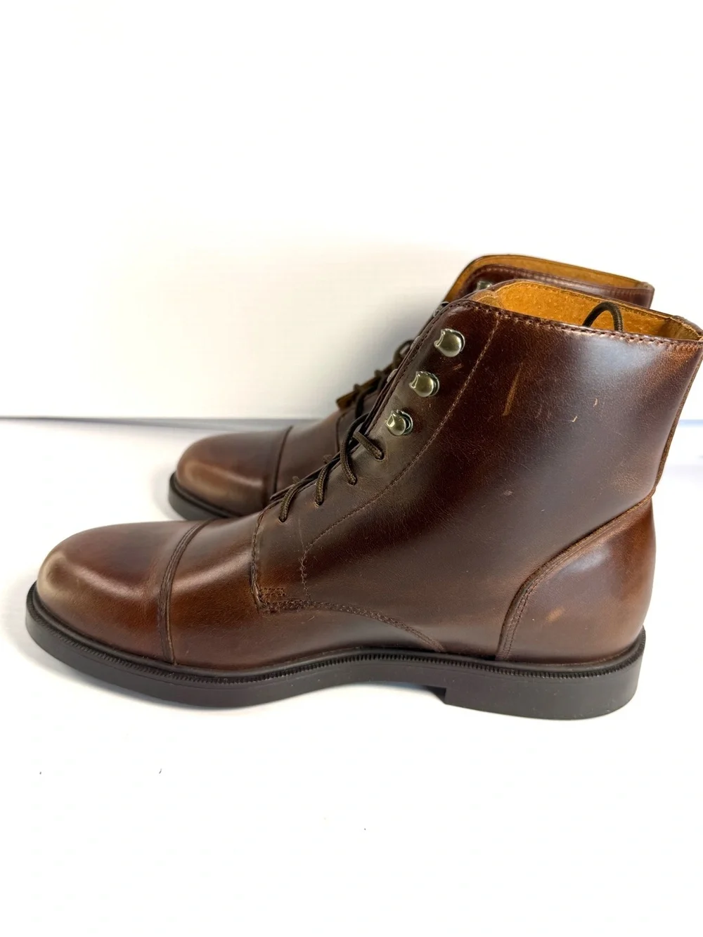 Thornton Bay Men's Brown Leather Cap-Toe Lace-Up Boots